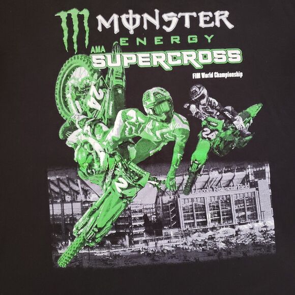 Monster Energy Supercross Size M-L Mens Black Double Side Motocross T-Shirt - Picture 2 of 5